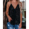 thumbnail image 1 of Qmyliery Women's Deep V Neck Vest, Suspenders Sleeveless Backless Sequin Top Cloth, Casual Outwear Tops, 1 of 4