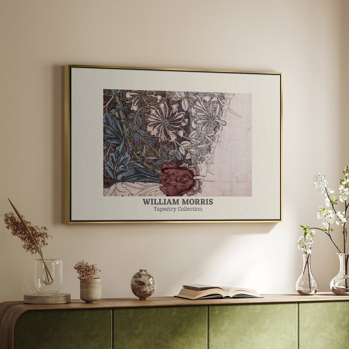 Vintage Abstract Print-XLI Framed in Gold Wood Gallery Wrapped Canvas 27 in. x 41 in.