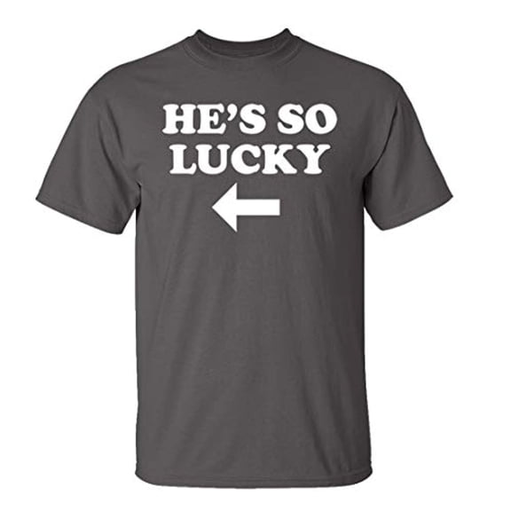 Funny St. Patrick's Day He's So Lucky Adult Short Sleeve T-Shirt-Charcoal-Small