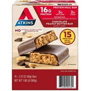 Atkins Chocolate Peanut Butter Meal Bars High Fiber 16g of Protein (15 Count)