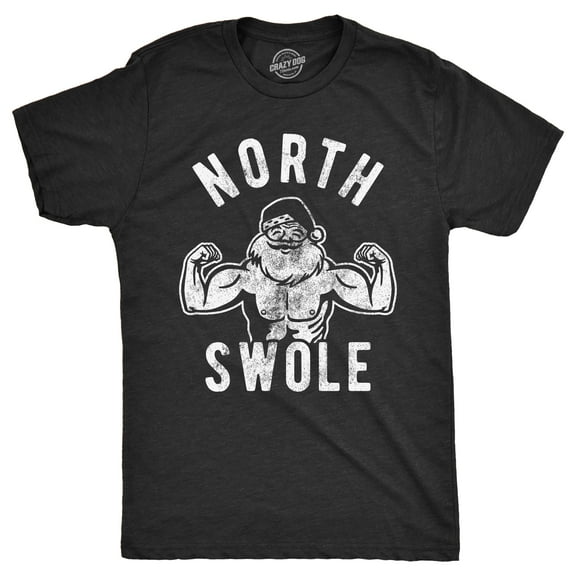 Mens North Swole T Shirt Funny Workout Santa Christmas Graphic Novelty Fitness Tee Graphic Tees