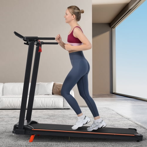 Foldable Treadmill with 8% Incline, 3.0HP Portable Walking Pad for Home, 265lbs Capacity Running Machine with Handle and LED Display, Black