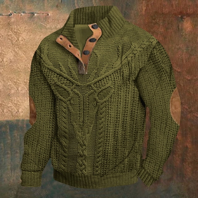 TINZ Chandail en Molleton à Col Montant Imprimé Numérique d'Hiver Mode Décontractée Rétro à Manches Longues Sans Capuche Chandail Col Rond pour Usage Quotidien Ensemble Chandail en Molleton Ours Pantalon et Chandail en Molleton pour Hommes