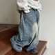 thumbnail image 5 of Odeerbi 2-14 Años Niños Pantalones Vaqueros de Piernas Anchas Retro Pantalones Vaqueros de Cintura Elástica de Color Sólido, 5 of 7