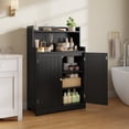 thumbnail image 3 of 40" H Bathroom Storage Cabinet, Freestanding Wood Storage Cabinet with 2 Doors & Adjustable Shelves, Perfect for Bathroom, Kitchen, Living Room, Black, 3 of 12