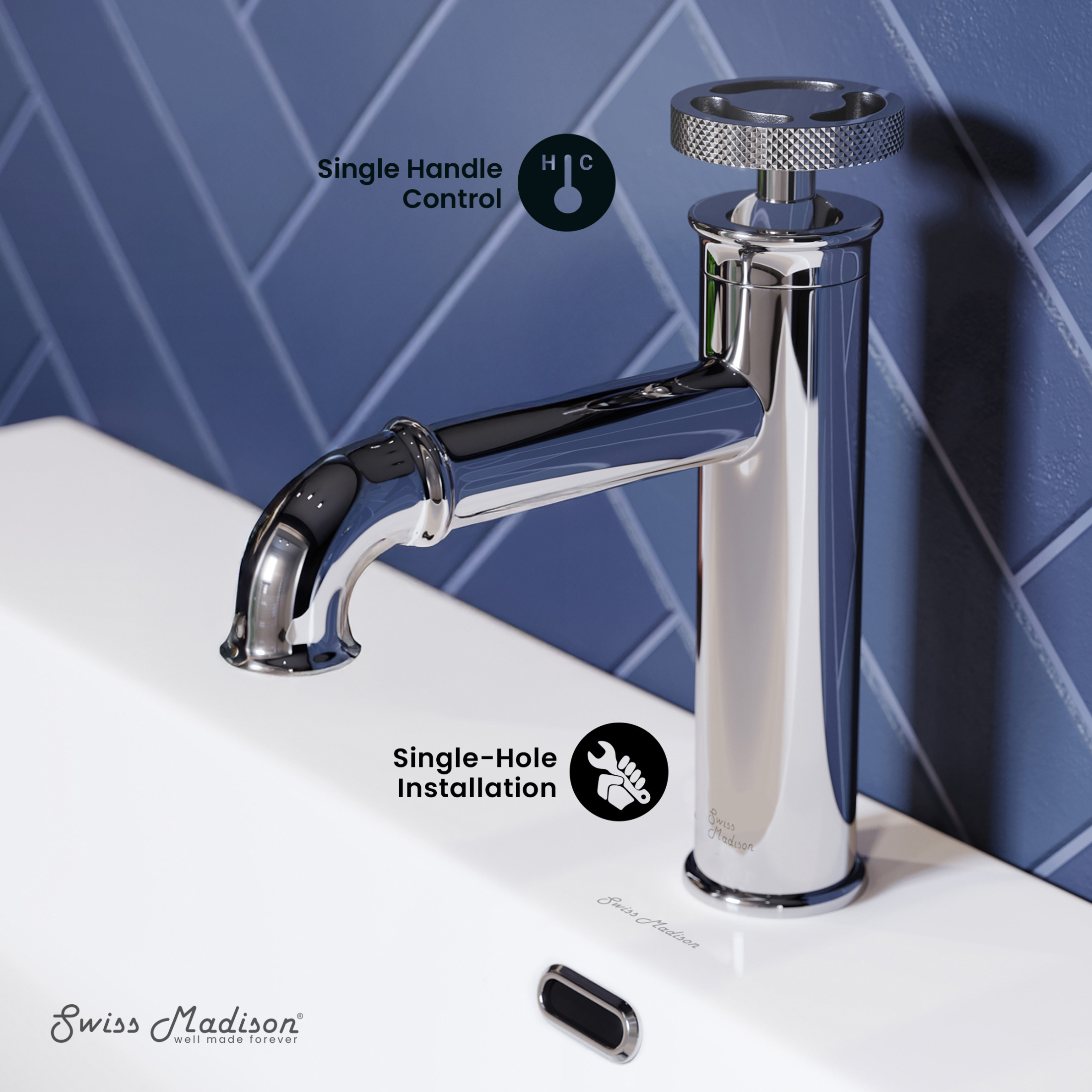 Avallon Single Hole, Single-Handle Wheel, Bathroom Faucet in Chrome