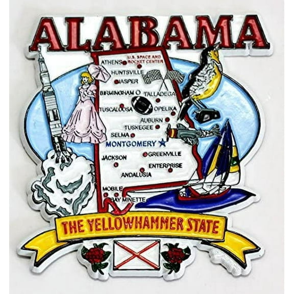 Alabama State Elements Map Fridge Collectible Souvenir Magnet jks