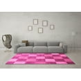 thumbnail image 3 of Ahgly Company Indoor Square Checkered Pink Modern Area Rugs, 3' Square, 3 of 4