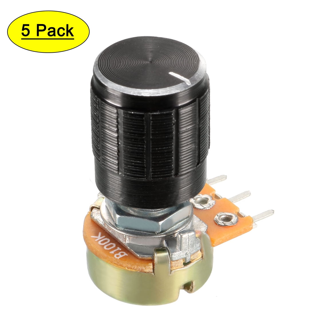 5 Pcs, 100K Ohm Variable Resistors Carbon Film Taper Potentiometer with