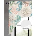 thumbnail image 2 of Teal Red Coastal Swag Valances for Windows, Small Curtains Drapes, Nautical Seahorse Beach Coral Starfish Retro Kitchen Window Curtains Over Sink Window Treatment Valance for Bedroom/Bathroom 56"x36", 2 of 5