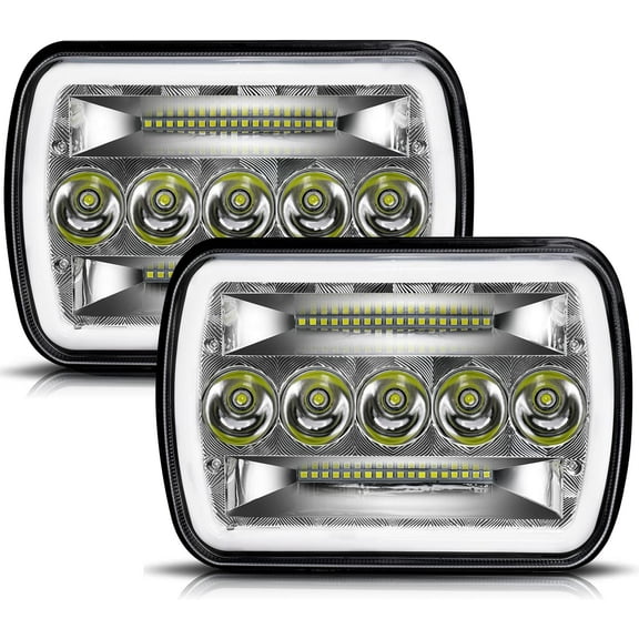 Colight 2PCS 5x7 7x6 Inch LED Headlights High-low Beam DRL Turn Signal Headlamp Fit for Jeep Cherokee XJ Wrangler YJ