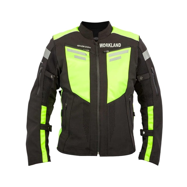 Chamarra motociclista hombre protectores reflejante impermeable WORKLAND 1985 negro M Workland 1985NEGRNEO