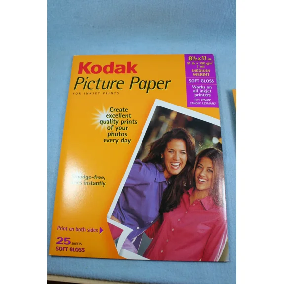 Kodak Picture Paper For Inkjet Printers 8.5 X 11 Soft Gloss 25 Sheets