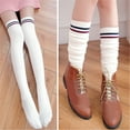 thumbnail image 5 of SPRING PARK 1Pair Women Gril Striped Over Knee Socks Cotton Knit High Thigh Stocking, 5 of 8