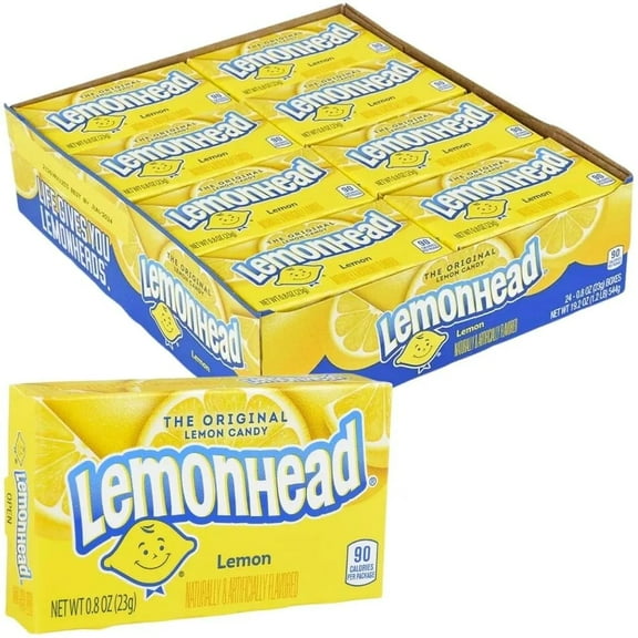 Lemonhead Hard Lemon Candy, YPF5 0.8 Ounce Treat-Size Theater Candy Boxes (Pack of 24)