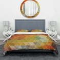 thumbnail image 2 of Designart 'Triangular Geometry Red, Gray and Green' Modern & Contemporary Bedding Set - Duvet Cover & Shams, 2 of 4