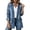 Blue, variant on Jean Jacket for Women Lace Hollow Lapel Casual Dressy Denim Jacket Coat