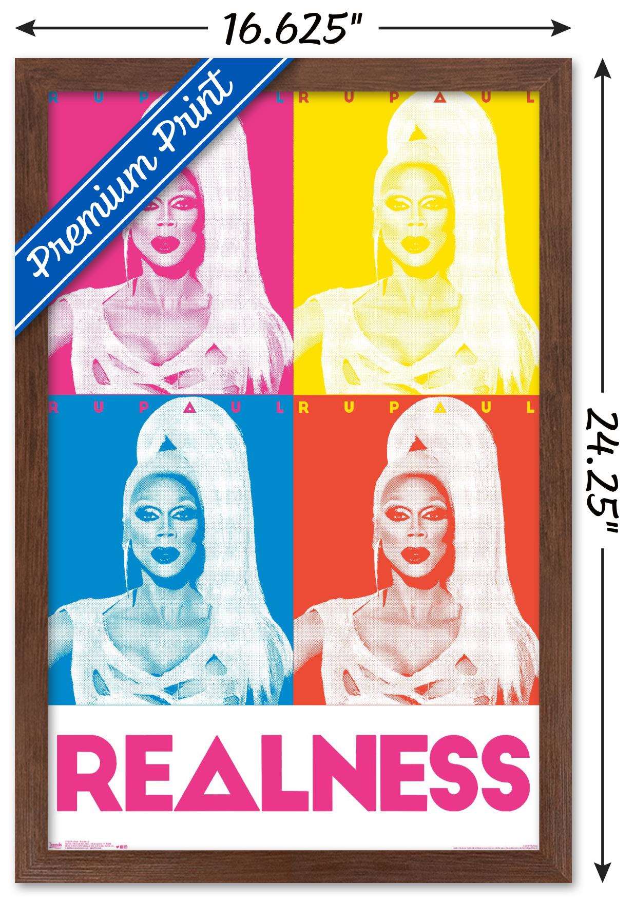 RuPaul - Realness Wall Poster, 14.725" x 22.375", Framed