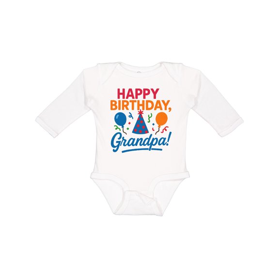 Inktastic Happy Birthday Grandpa Party Hat Balloons Boys or Girls Long Sleeve Baby Bodysuit