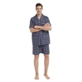 thumbnail image 2 of Men Cotton Pajama Shorts For Men Lightweight Plaid Soft Nightwear Short Sleeves PJS With Pockets, 2 of 5