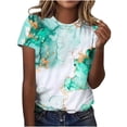 thumbnail image 5 of JTZGDY Plus Size Tops for Women Vintage Floral Printed Summer Short Sleeve Basic Crewneck Graphic T-Shirts Loose Oversized Dressy Casual Tunic Blouse Multicolor#11 M, 5 of 5