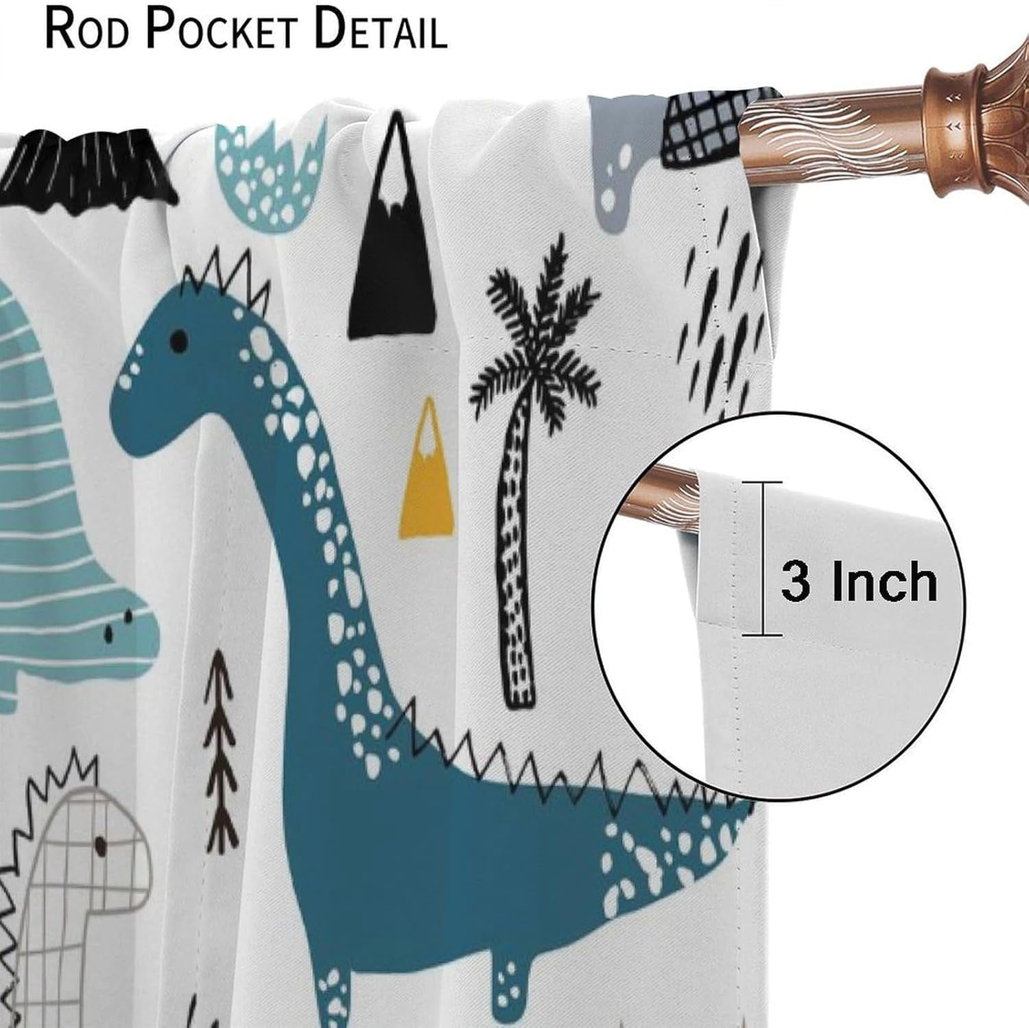 Kids Blackout Curtains,Each Panel W21 x 54" L,Baby Room Cartoon Animal Cute Dinosaur Rod Pocket Curtains for Boys Girls Bedroom Living Room Nursery Window Drapes 2 Panel Set 42" x 54"