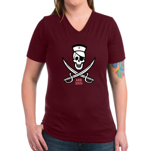 CafePress - Arr Enn Rackham Women's V Neck Dark T Shirt - Women's V-Neck Dark T-Shirt