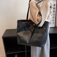 thumbnail image 3 of Bolso de mano para mujer, bolso y bolsos de cuero suave, bolso de hombro de gran capacidad, negro, 3 of 6