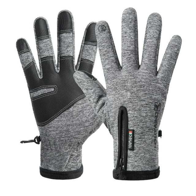 1 Paire de Gants de Cyclisme Imperméable en Polaire Résistant au Vent Conception de Fermeture Éclair Écran Tactile Gants de Ski Masculins pour l'Extérieur