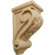 Ekena Millwork 3 1/2"W x 4"D x 7"H Small Basket Weave Corbel, Cherry