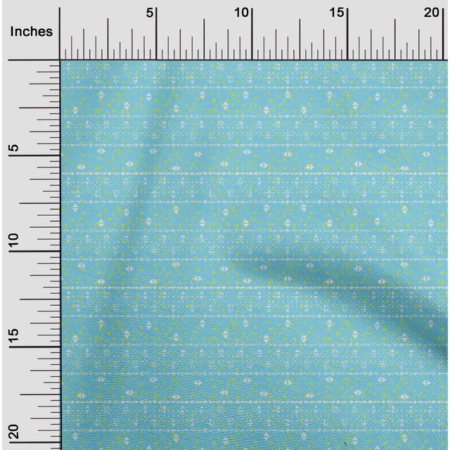 oneOone Tissu Popeline de Coton Turquoise Bleu Rayé & Triangle Géométrique Matériel de Robe Tissu Imprimé Tissu au Mètre 42 Pouces de Large