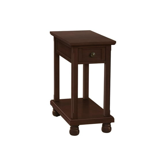 Accent Table - Side Table - Narrow - Storage Drawer - Brown Veneer - Traditional