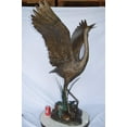 thumbnail image 4 of Nifao Crane standing on a stone bronze statue – Garden Outdoor Decor Sculpture, 28"L x 32"W x 49"H, 4 of 12