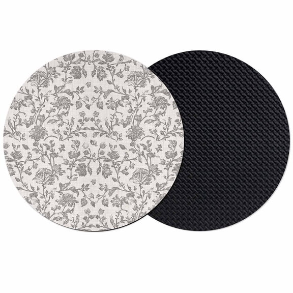 Farmhouse Grey Coasters Set of 2, Vintage Flower Leaf Botanical Plant Absorbent Coasters for Drinks, Coaster for Bar Office Dining Coffee Table Accessories Decor, Non Slip Round Desk Coaster