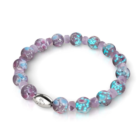 Purple Orchid.925 Argent Sterling Bracelet Fleur de Verre Luciole