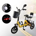 ARTUDATECH Foldable 3 Wheel Electric Tricycle 350W 48V Electric Trike with Front & Rear Basket for Men Women Senior Yellow UL2849