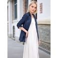 thumbnail image 5 of Women Lightweights Lapel Three-Quarter Sleeve Elastic Pleated Fully Lined Casual Work Jacket with Pockets Dark Blue 5XL, 5 of 9