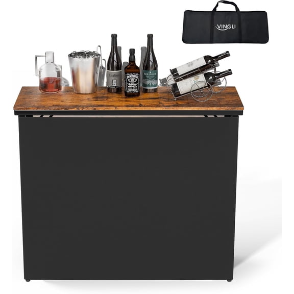 Neatifyes 45" Commercial Grade Portable Bar Table for Events, Mobile Bartending Station, Outdoor Indoor Pop Up Bar Table with Skirt PP (45"-1P, Natural, Standard)