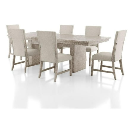 Furniture of America Westely Wood 7-Piece Dining Table Set in Natural