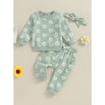 thumbnail image 2 of Bagilaanoe 3PCS Toddler Baby Girl Boy Pants Set Daisy Print Long Sleeve Sweatshirt Tops + Sweatpants 6M 9M 12M 18M 24M 3T Kids Casual Sweatsuits, 2 of 9