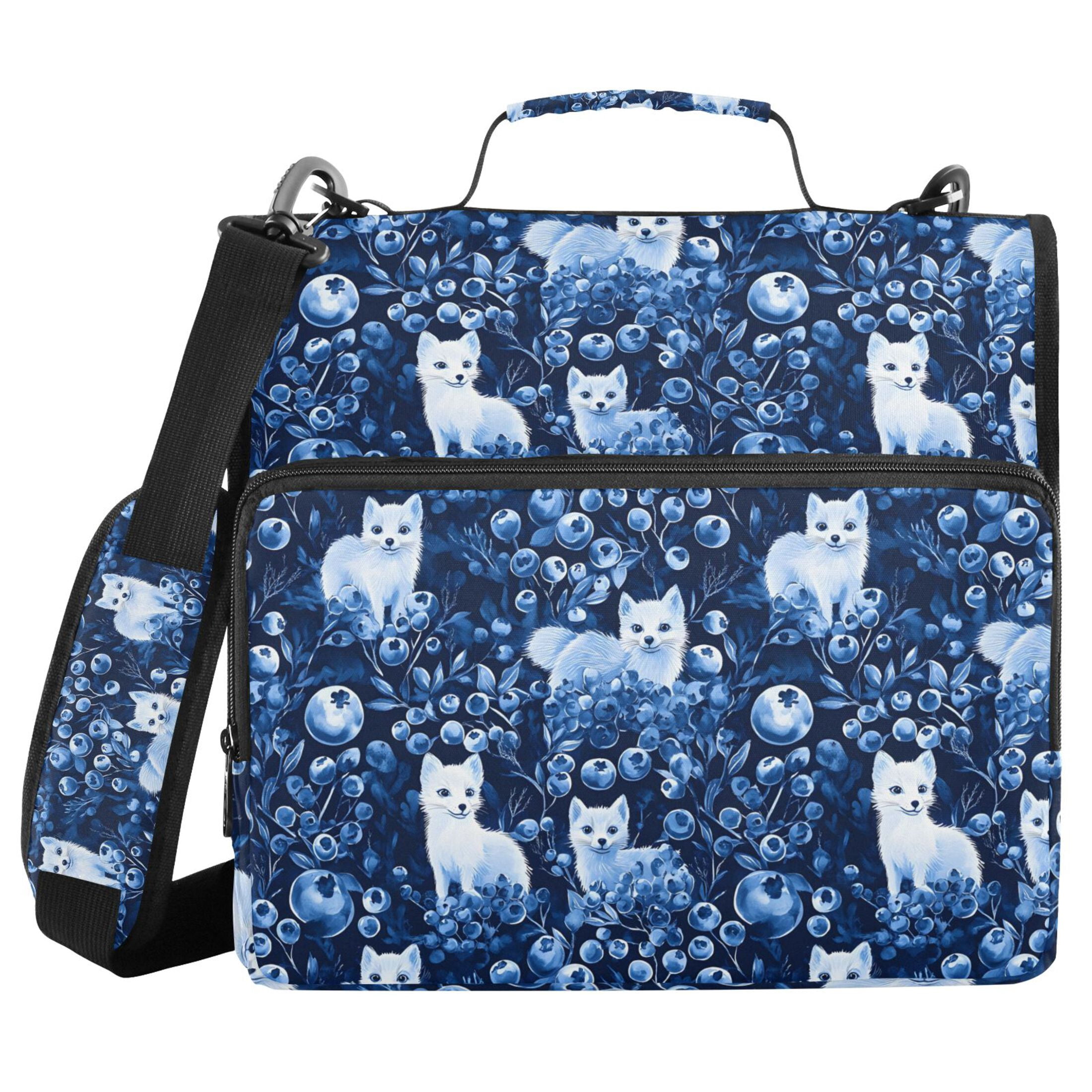 ALAZA Zipper Binder Fox in Blueberries 3 Ring Trapper Keeper File Folder Organizer Bag