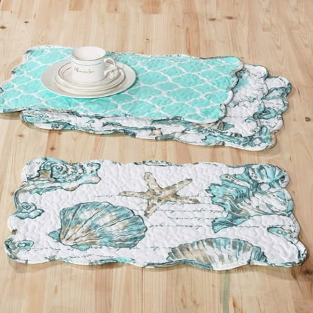 Multi Placemat (Barefoot Bungalow Cruz Perfect Addition Kitchen Dining Room Table Placemats Set - 20 x 14