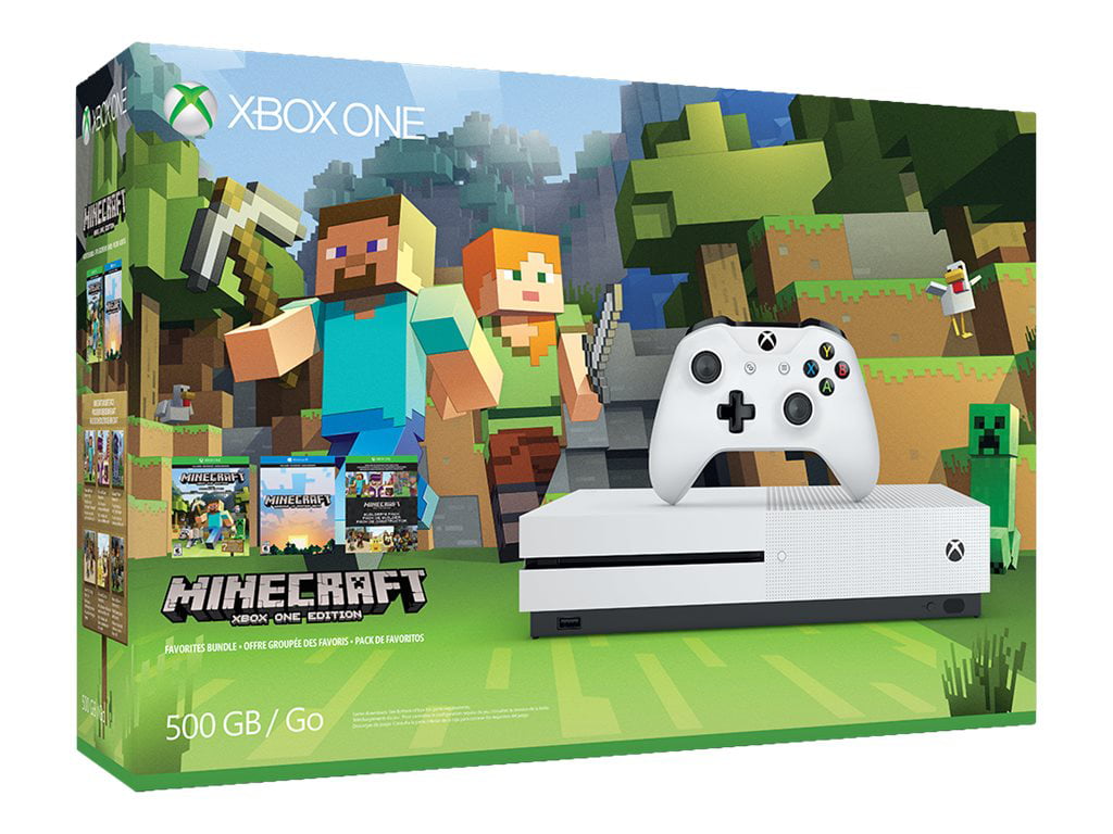 Microsoft Xbox One S Minecraft Favourites Bundle Game Console 4k Hdr 500 Gb Hdd White Walmart Com
