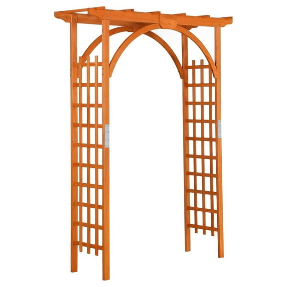 Wood Arbor Arch Trellis Climbing Plant Wedding Garden Patio Bridal Party Decoration Arbor & Iron Outdoor Square Top 63 x 24 x 85in Natural Wood
