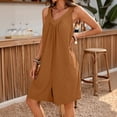 thumbnail image 2 of Riecok Overalls for Women Shorts Sleeveless V Neck Short One Piece Rompers Solid Trendy Vacation Jumpsuits with Pockets, 2 of 8