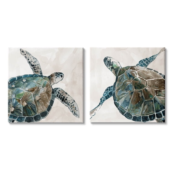 Stupell Industries Aquatic Sea Turtles Swimming Graphic Art Gallery Wrapped Canvas Print Wall Art, Set of 2, Design by Carol Robinson