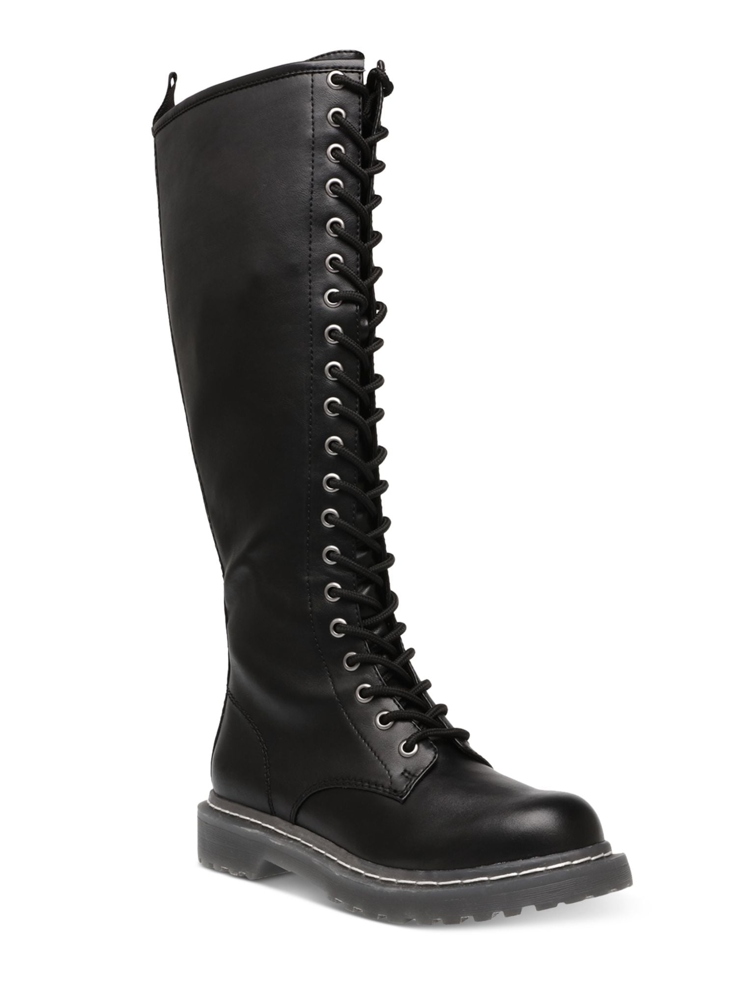 WILD PAIR Womens Black Round Toe Block Heel Lace-Up Boots 6.5 - Walmart.com