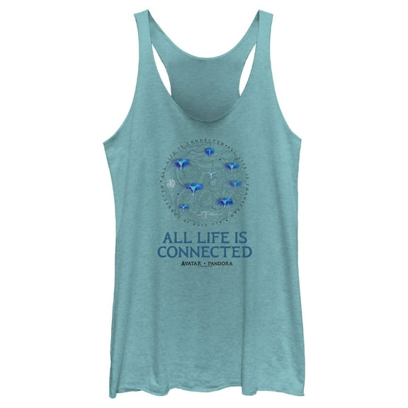 Women's Avatar All Life is Connected  Racerback Tank Top Tahiti Blue 2X Large