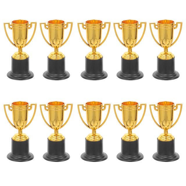 10 trofeos pequeños de plástico para niños, copas decorativas para escritorio