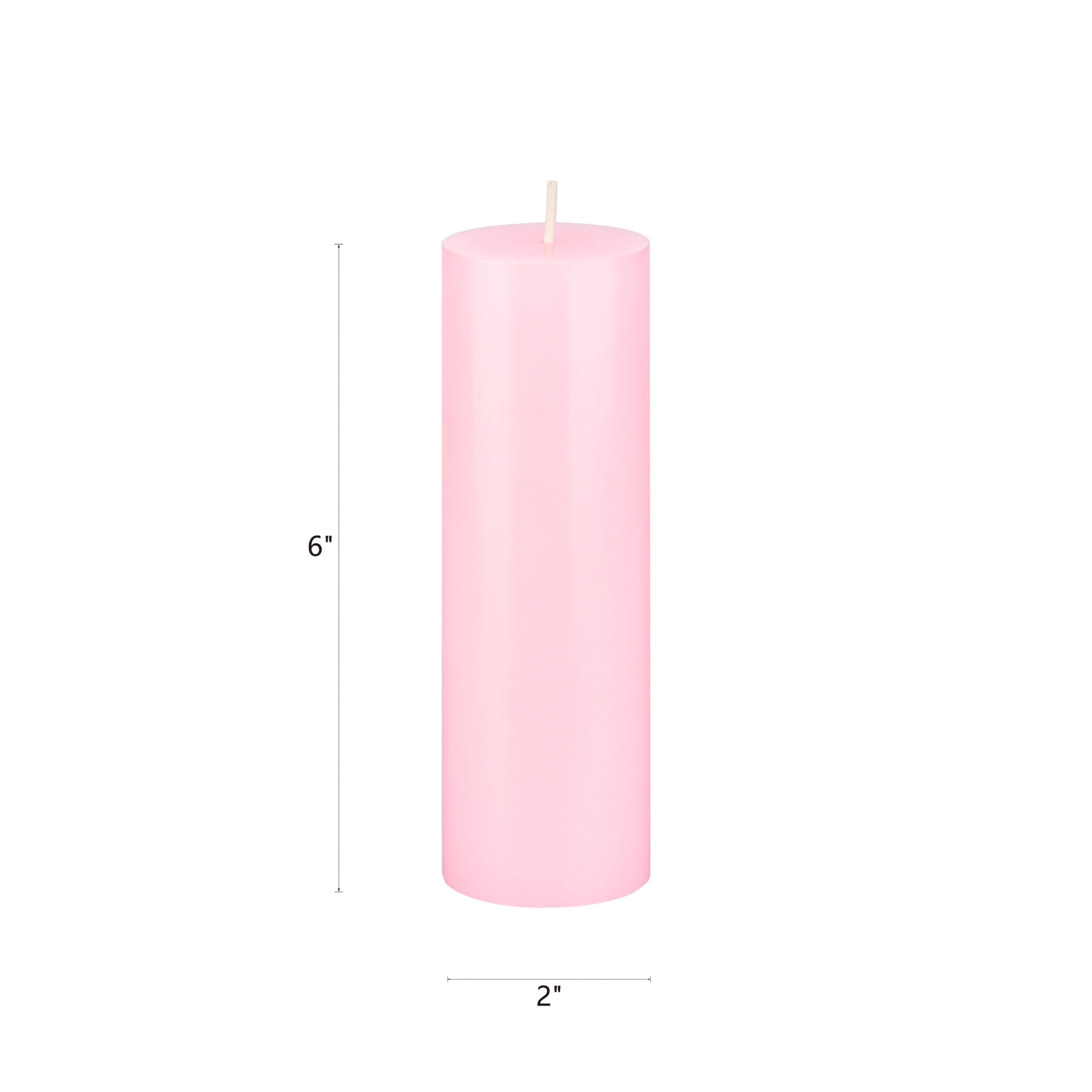 Mega Candles 3 pcs Unscented Pink Round Pillar Candle, Hand Poured Premium Wax Candles 2 Inch x 6 Inch, Home Décor, Wedding Receptions, Baby Showers, Birthdays, Celebrations, Party Favors & More